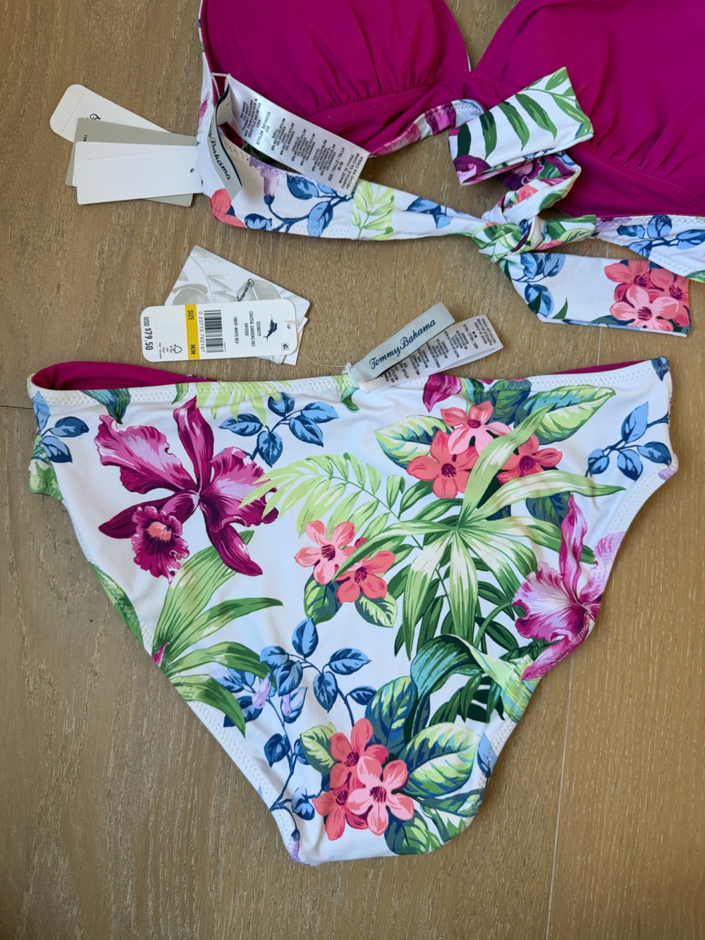 Tommy Bahama Pink and White Tropical Floral Halter Bikini - Picture 8 of 8